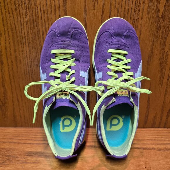 Onitsuka Tiger Rio Runner Shoes Purple synthetic suede White/Lime Green Size 7.5 - Picture 8 of 10